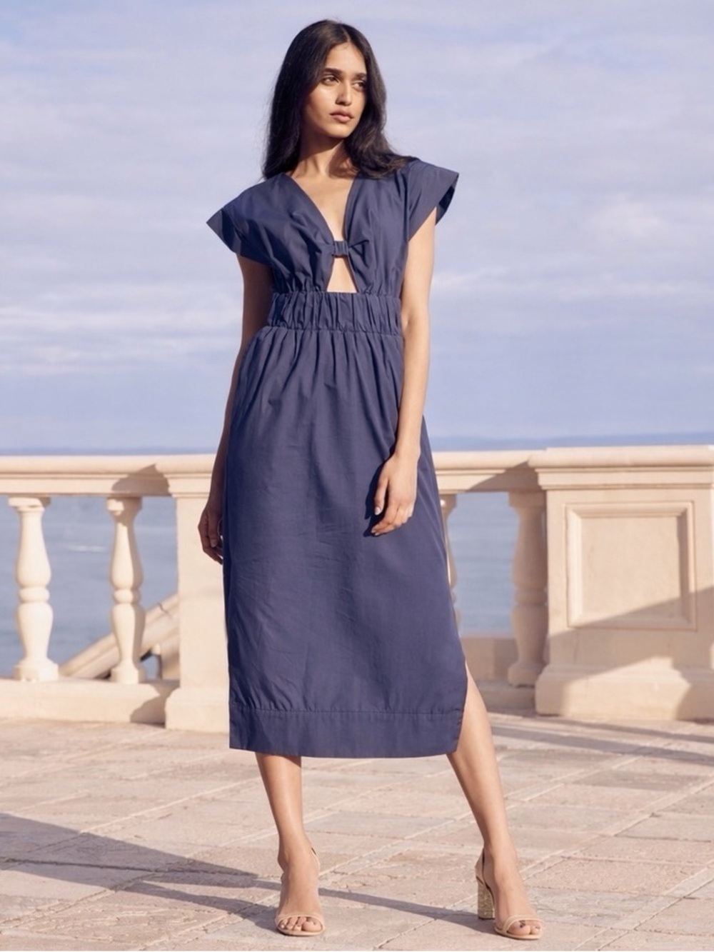 NWT. MISA Los Angeles Claudine Dress. Midnight Blue Poplin. Size  XS.